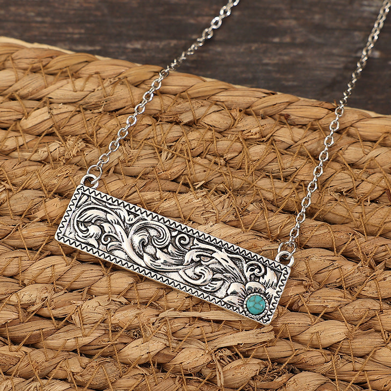 Fashion Vintage Square Turquoise Boho Clavicle Necklaces