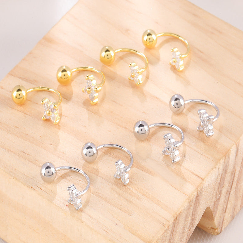 Rhinestone Four-leaf Clover Tightening Buckle Mori Style Sweet Fresh Zircon Rings