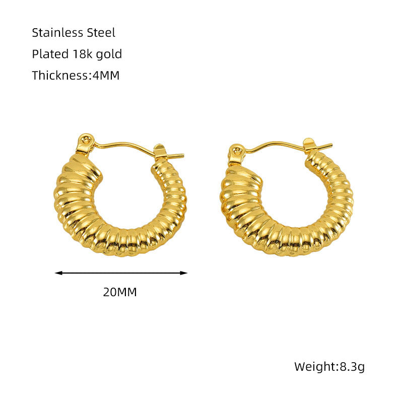 Women's Gold Stainless Steel French Glossy Hollow Fashion Earrings