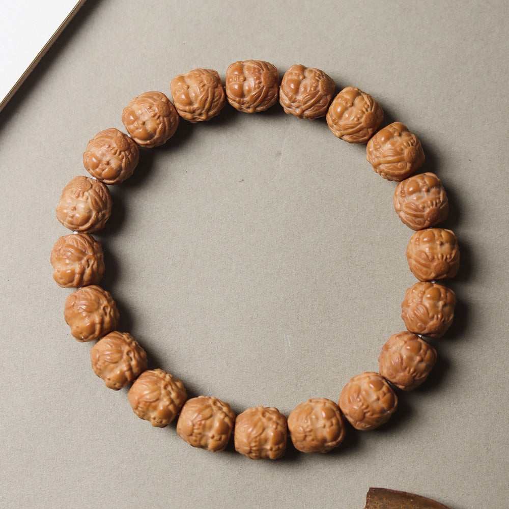 Monkey Head Walnut Glossy Love Fart Peach Single Bracelets