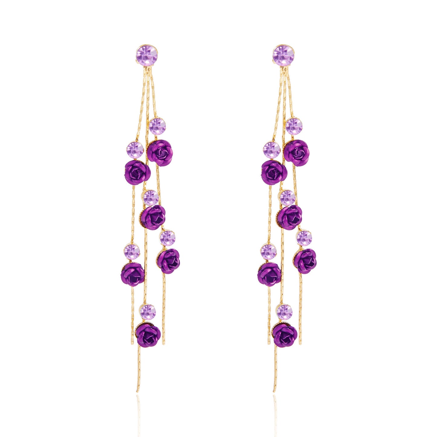 Elegant Long Rose Flower Tassel Super Earrings