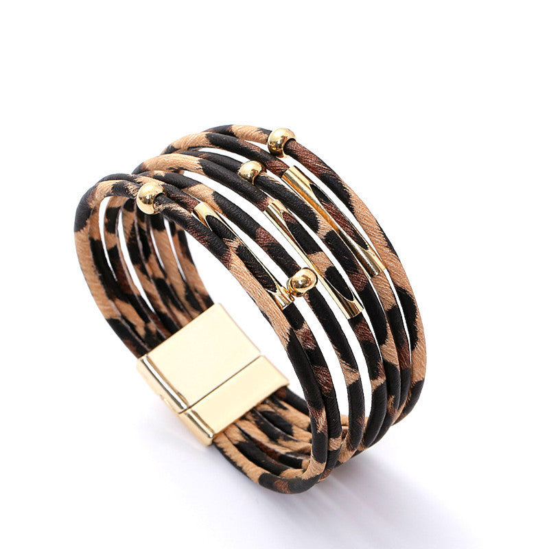 Fashion Vintage Leopard Print Exaggerated Personalized Metal Bracelet