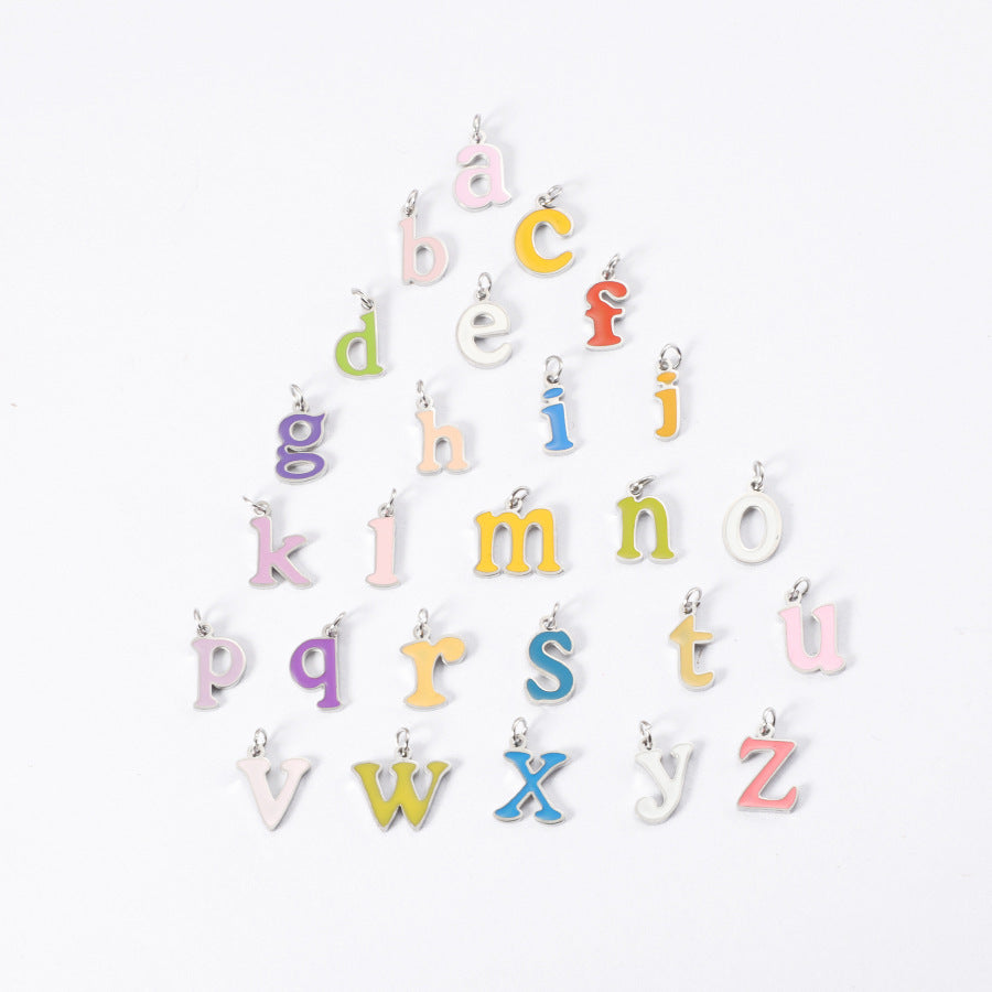 Drop Oil Color English Letter Card Titanium Necklace