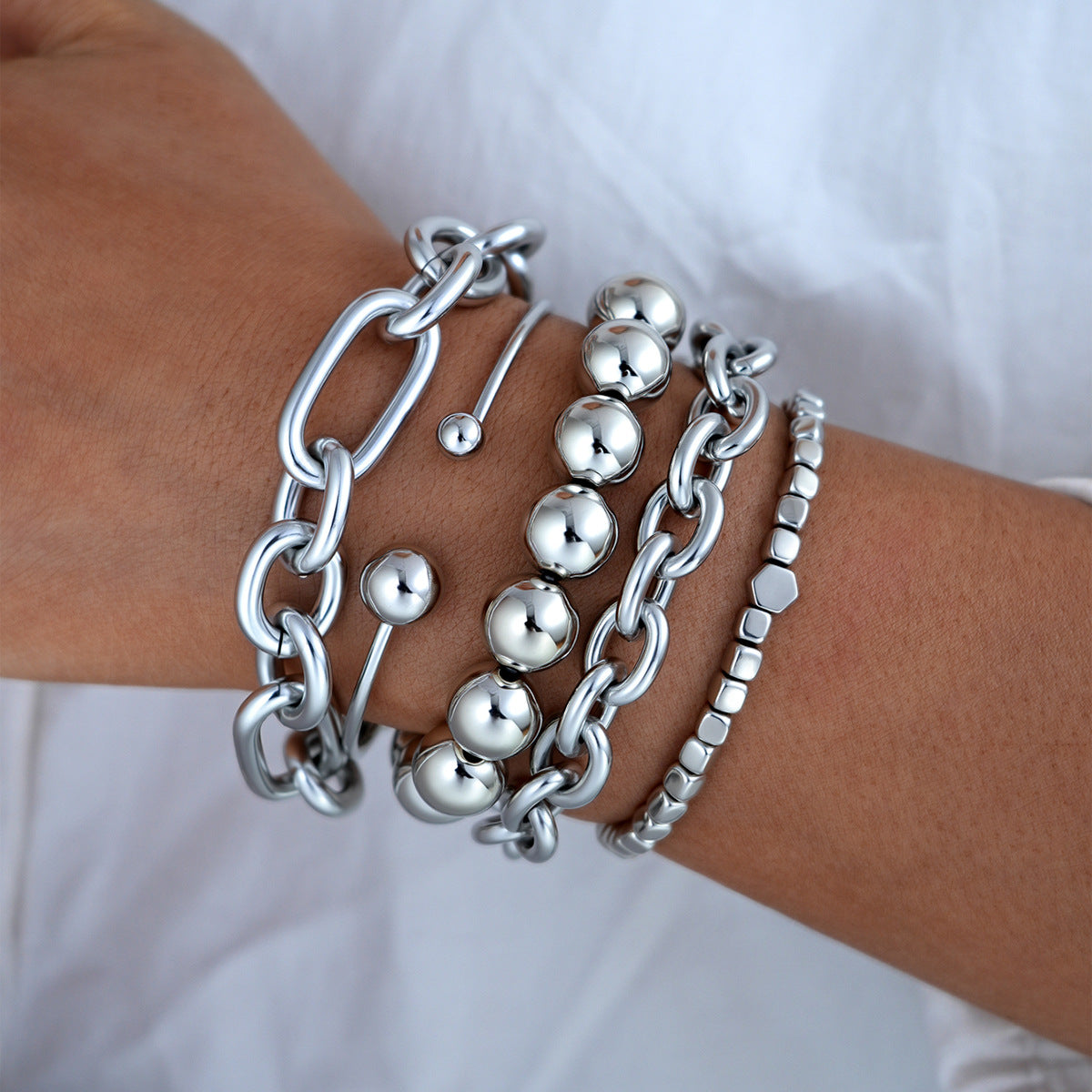 Leaves Glossy Irregular With Personality Stripes Bracelets