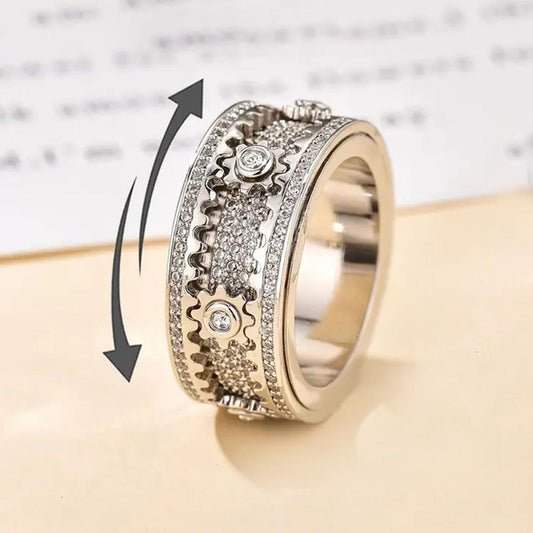 Diamond Rotating Gear Rotatable Starry Fashion Personalized Hip Hop Valentine's Ring
