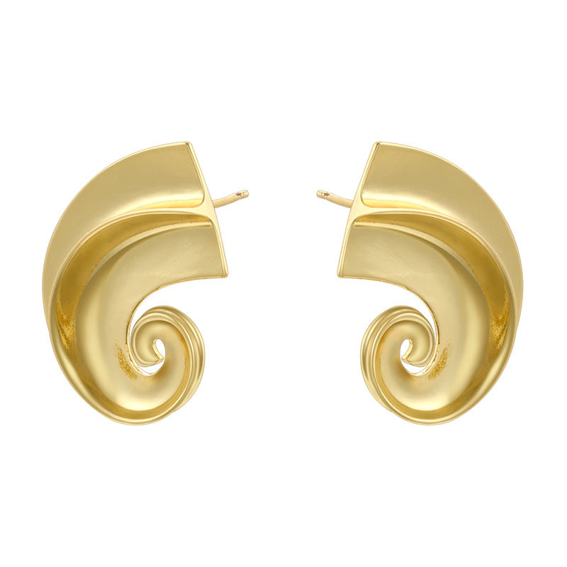 Petal Flower Retro Spiral Shaped Ear Earrings