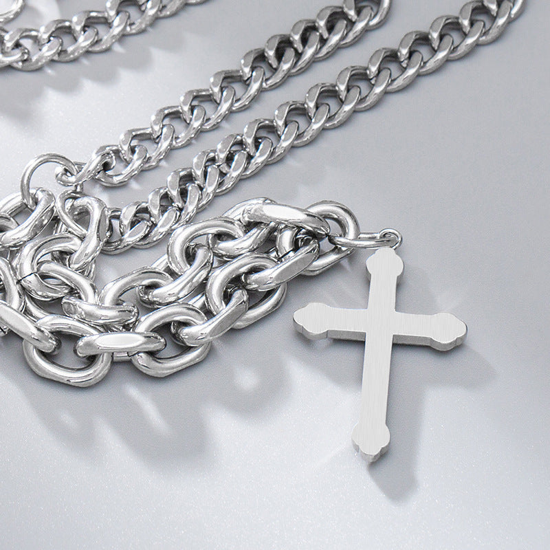 Fashion Creative Hip Hop Trend Titanium Steel Cross Necklace