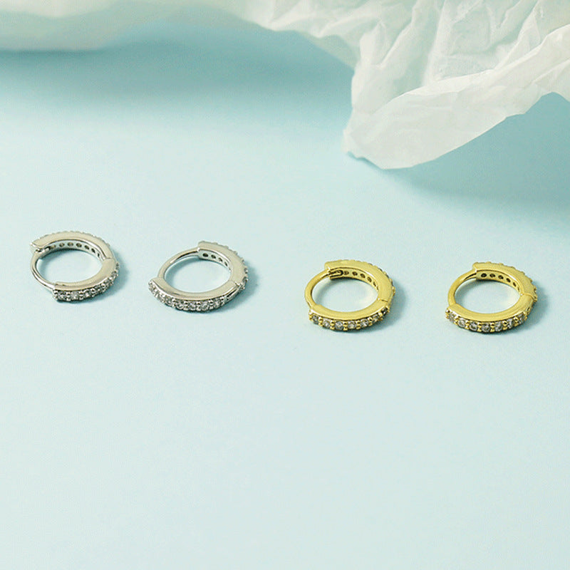Women's For Small Simple Refined Rhinestone Round Clip Ear Buckle