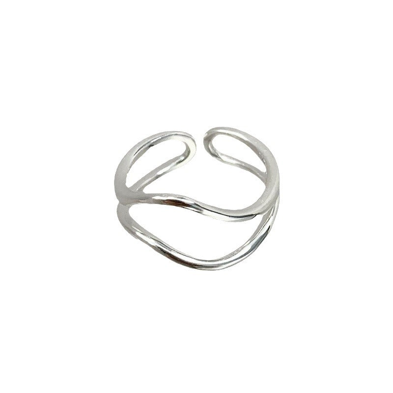 Women's Cool Ripple Wave Dual Layer Open-end Plain Rings