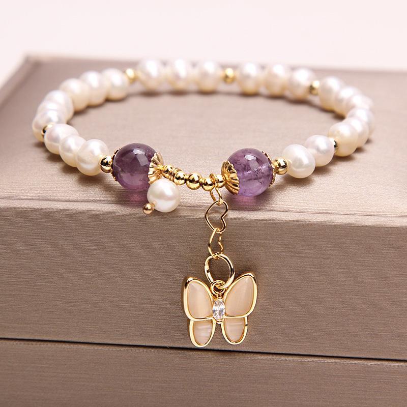 Freshwater Pearl Female Strawberry Quartz Fishtail Bracelets