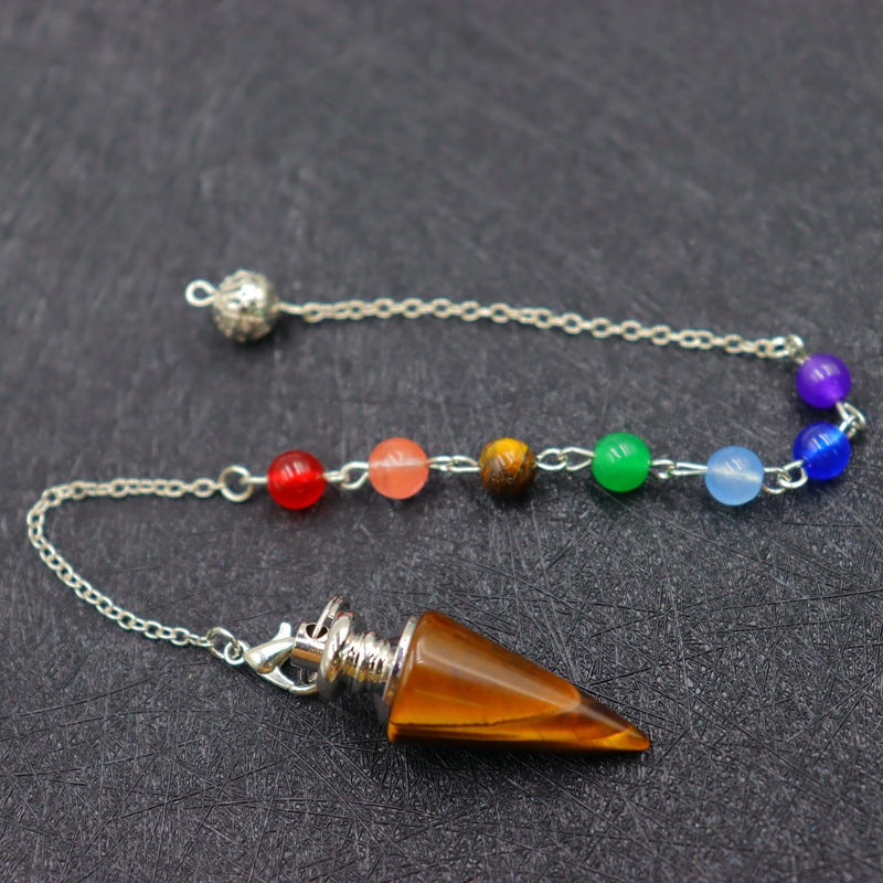 Column Pendulum Chain Natural Crystal Hexagonal Cone Pendants