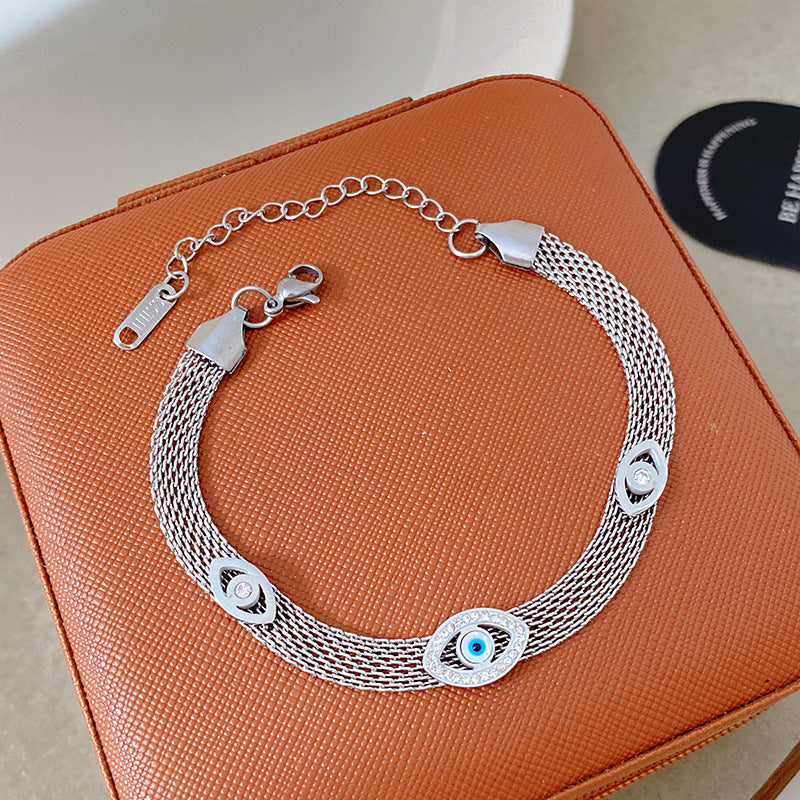 Light Luxury Micro Inlaid Zircon Woven Wire Mesh Fashion Temperament Bracelet
