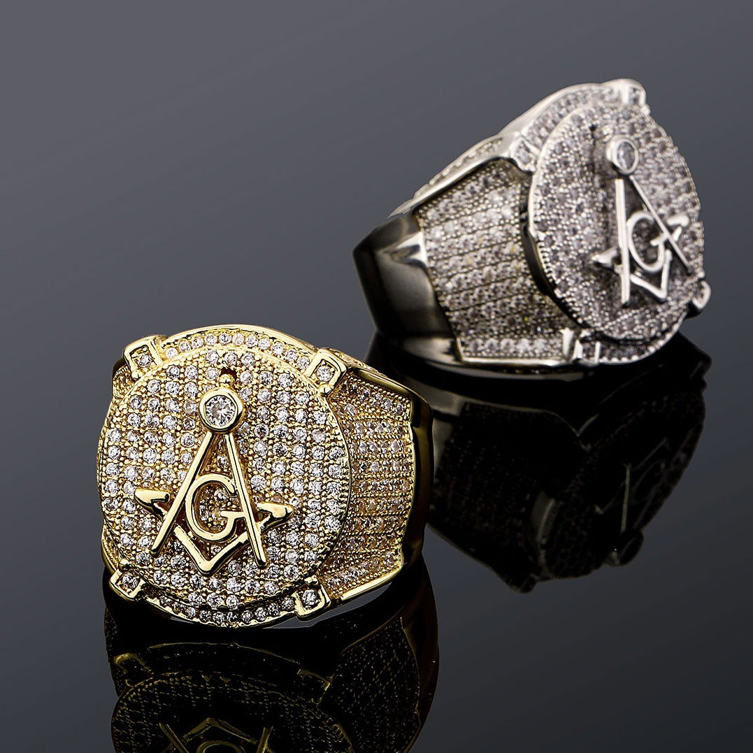 Men's Real Gold Plated Full Zircon Personalized Rings