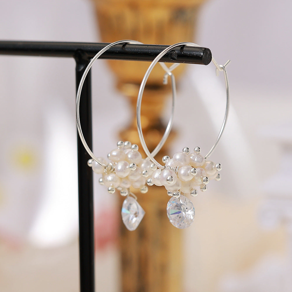 Freshwater Pearl Ear Fashionable Elegant High-grade Earrings