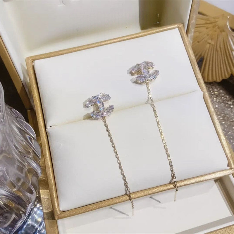 High-grade Refined Zircon Cross Shaped Female Compact Temperamental Sweet Earrings
