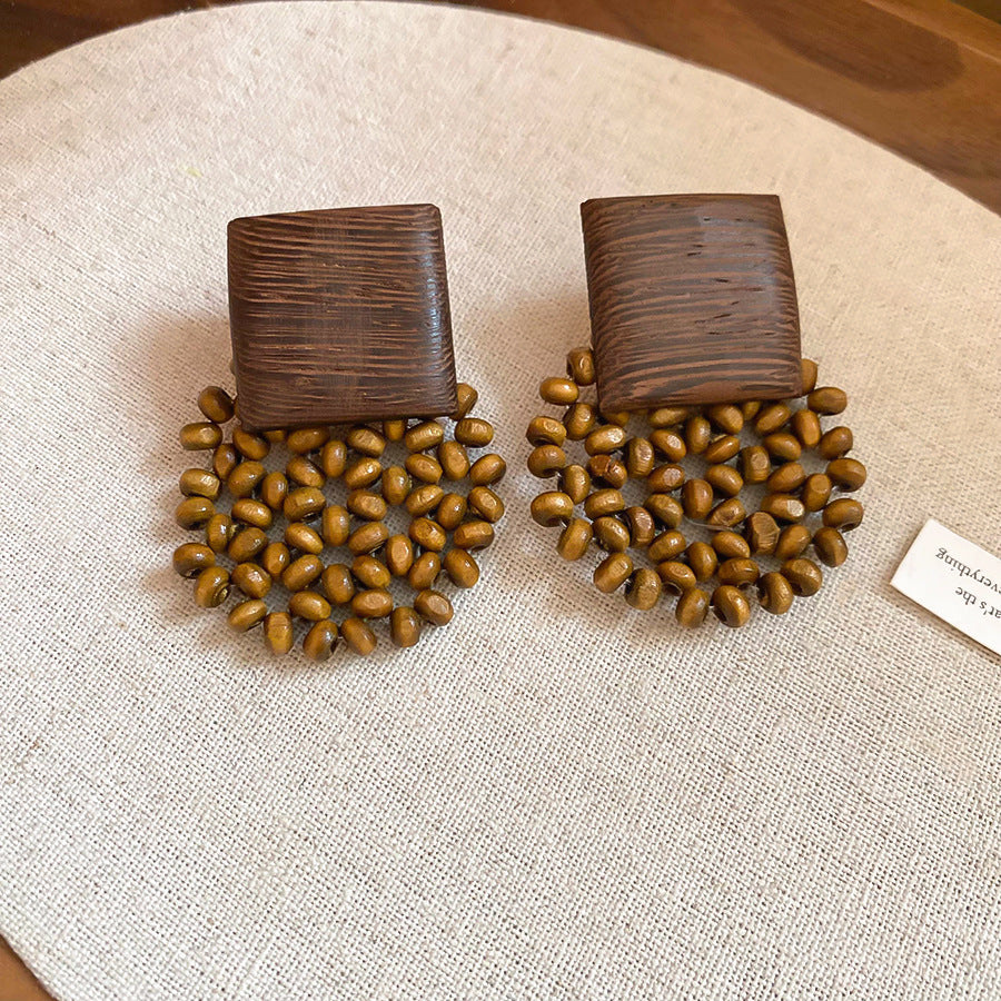 Wood In The Forest Retro Tassel Rings