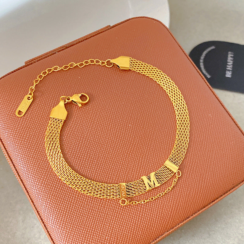 Light Luxury Micro Inlaid Zircon Woven Wire Mesh Fashion Temperament Bracelet