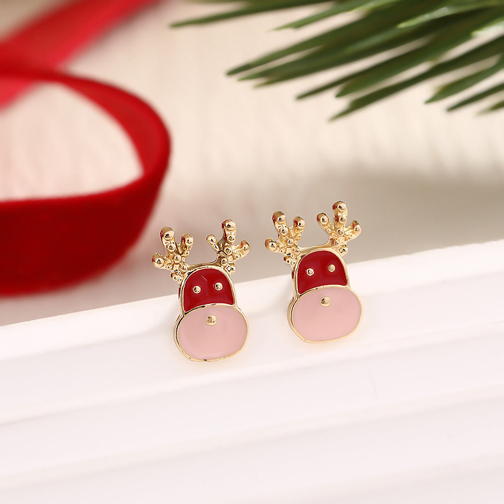 Fashion Elk Tree Snowflake Rhinestone Personalized Stud Earrings