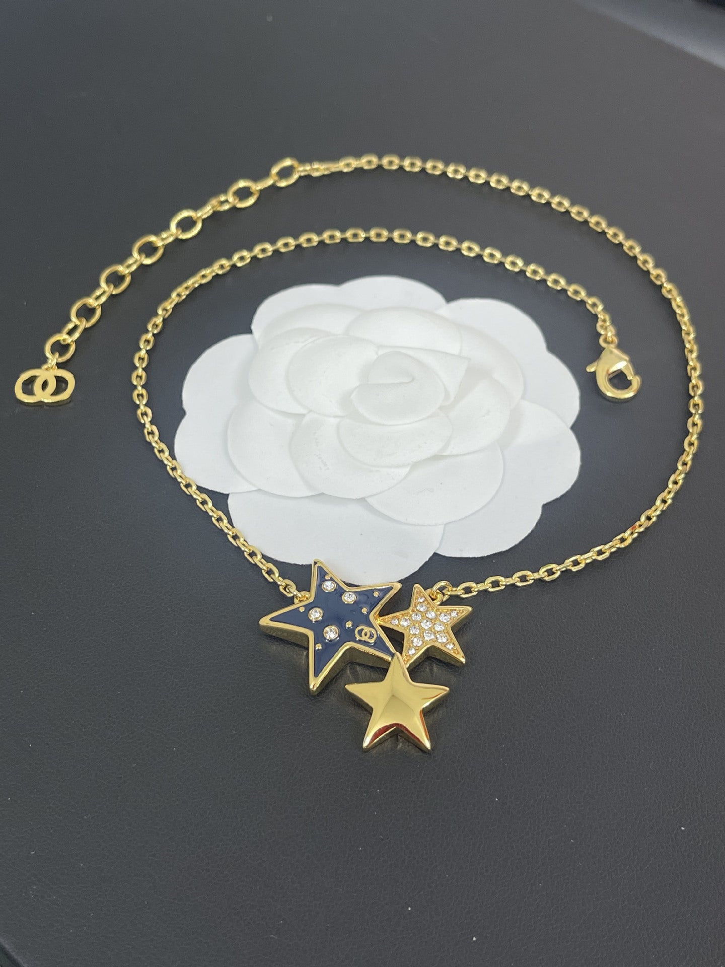Gold Blue Two-color Five-pointed Star Light Luxury Temperament Ear High Earrings