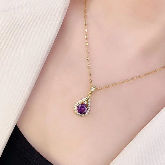 Women's Zircon Ornament Purple Light Luxury Clavicle Necklaces