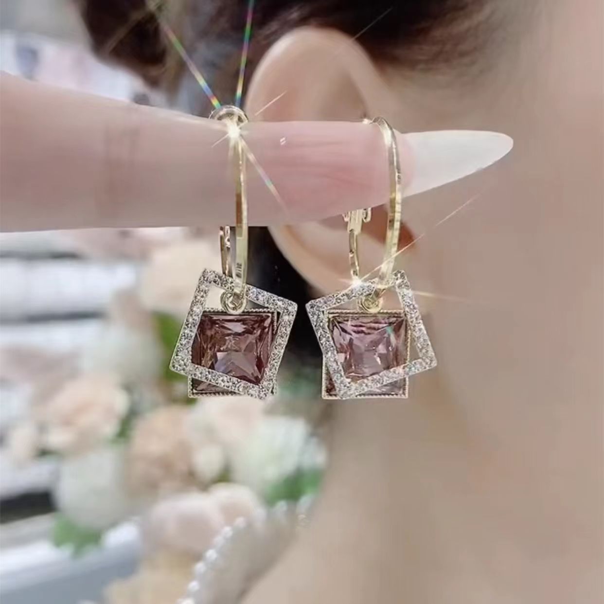 Sense Ear Geometric Crystal Trendy Temperament Wild Rings