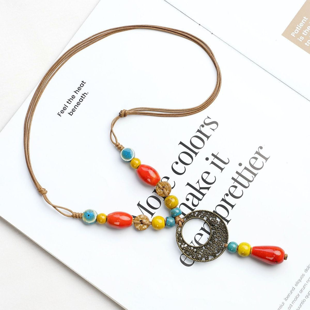 Style Personalized Trendy Ceramic Geometric Colorful Fish Long High-grade Necklace