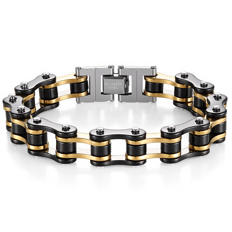 Men's Steel Handmade Motorcycle Punk Bicycle Couple Bracelets