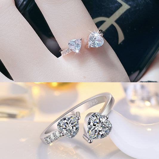Women's Style Affordable Luxury Fashion Loose Mouth Full Diamond Open Love Ring