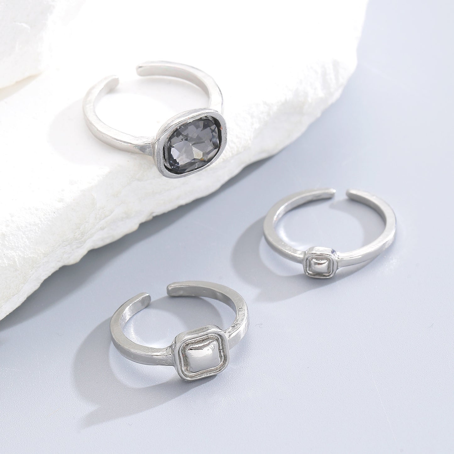 Sier Affordable Luxury Style Irregular Suit Geometric Fashion Design Sense Rings