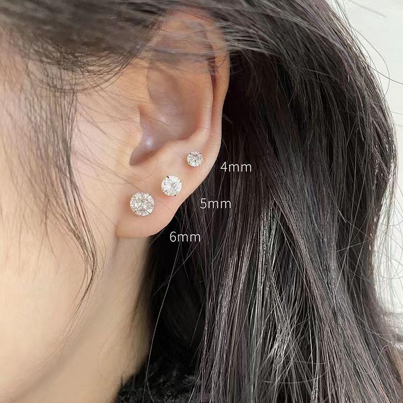 Women's & Men's Single Diamond Kind Of White Fungus Earrings