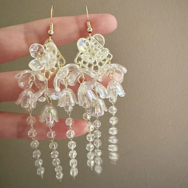 Super Fairy Fresh Mori Sweet Elegance Long Wild Handmade Pearl Earrings