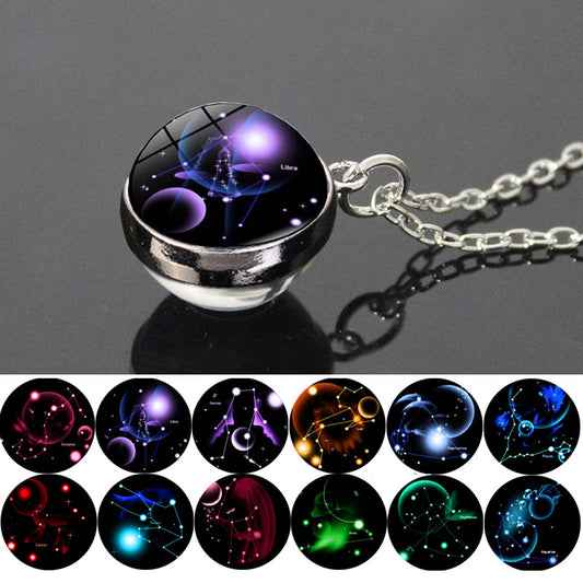 Sky Twee Constellation Glass Ball Time Stone Patch Necklace