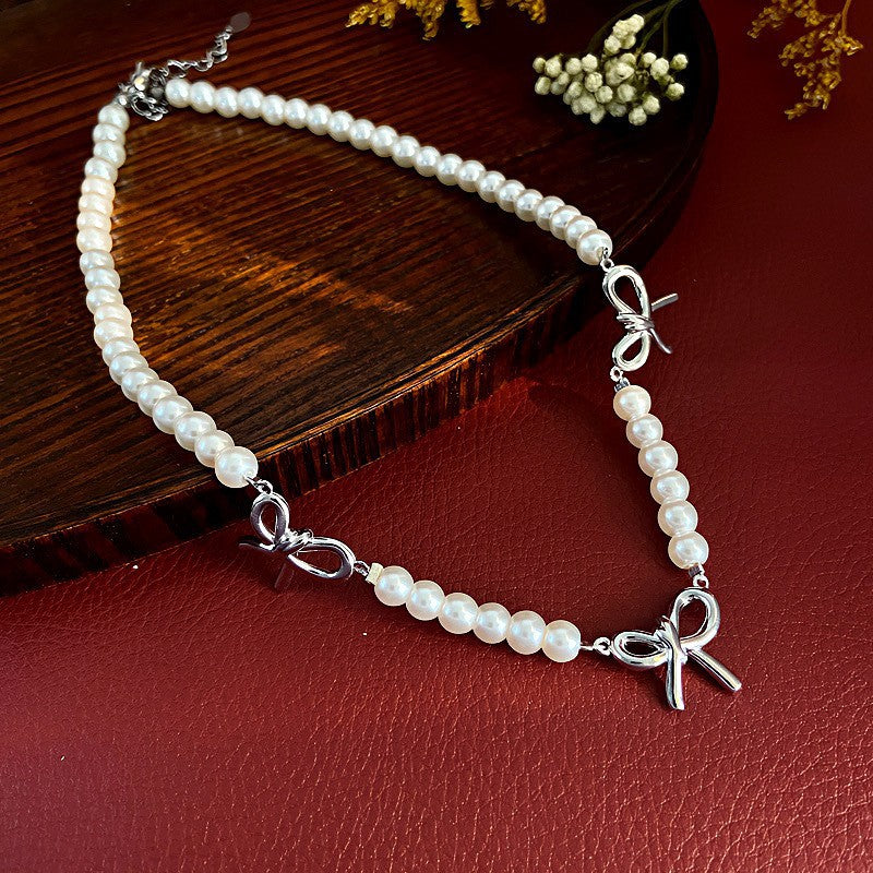 Pearl Short Design Rhinestone Collar Temperament Necklaces