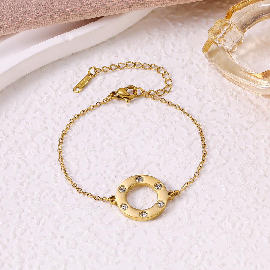 Women's Diamond Round Cake Titanium Steel Light Luxury High-grade Fashion Bracelet
