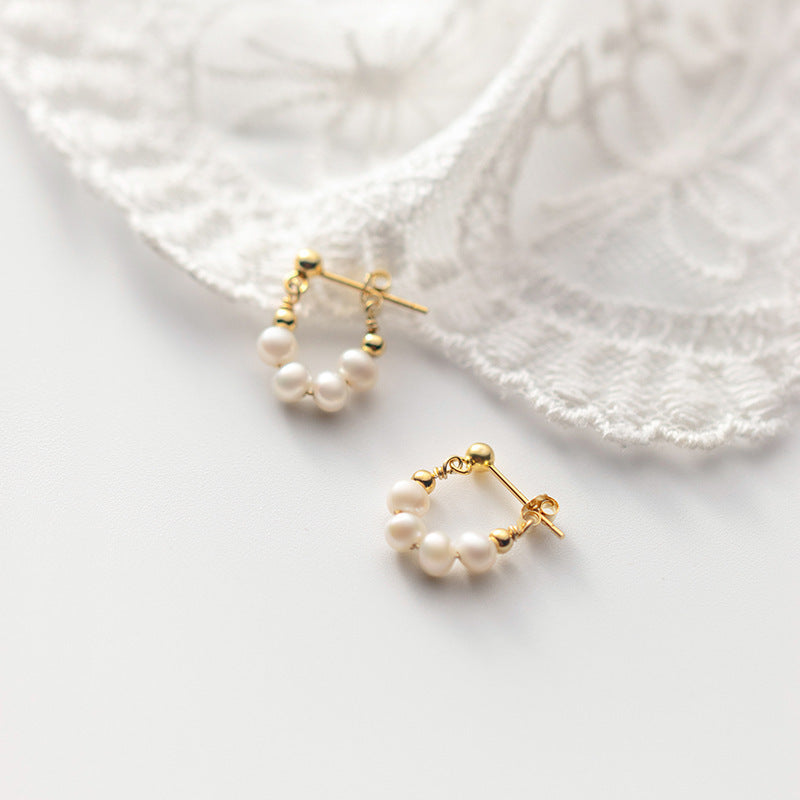 Short Summer Pearl Retro Style Temperament Earrings