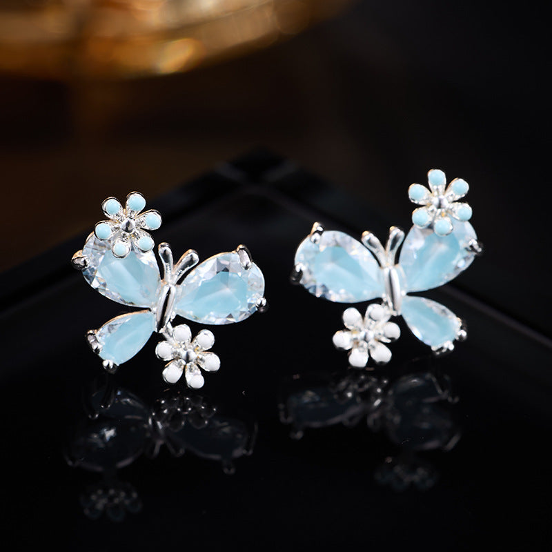 Women's Optional Zircon Small Flower Color Retention Electroplating Earrings