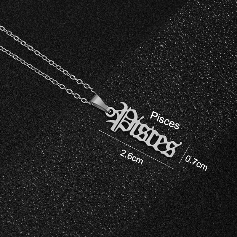 Women's & Men's Constellations Stainless Steel English Letters Titanium Clavicle Pendants