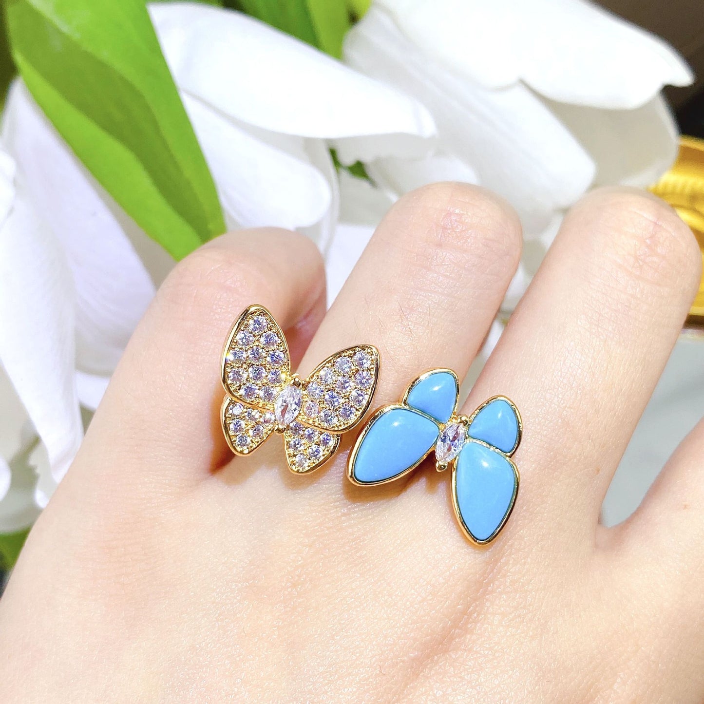 Butterfly Index Finger Female Delicate Rhinestone Ring