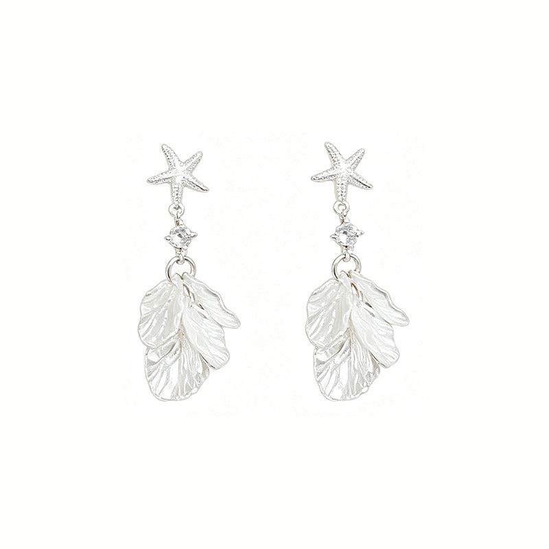 Tassel Sier Pin Light Luxury Drop Seaside Vacation Stud Earrings