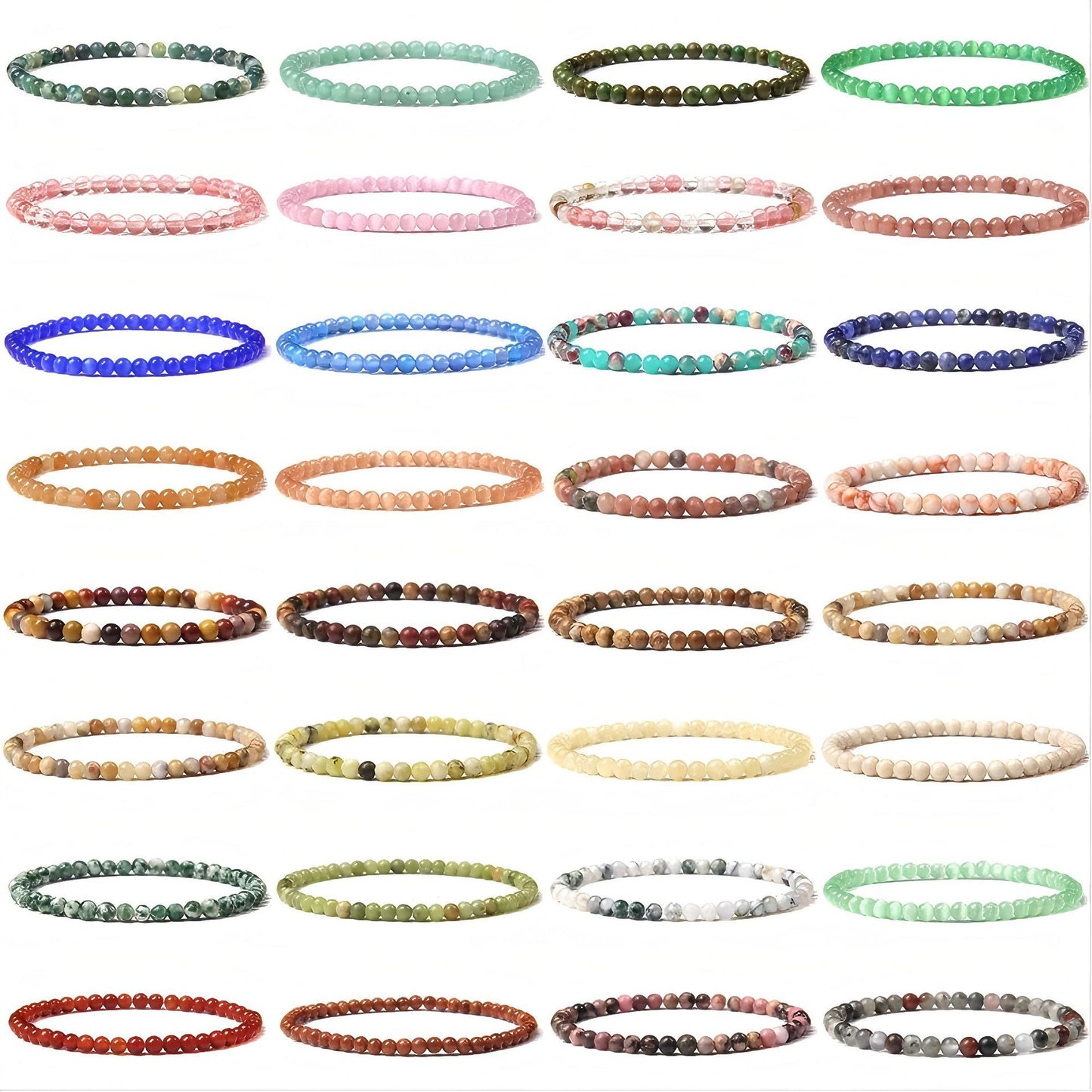 Crystal Agate Round Beads Aquamarine Tourmaline Yellow Tower Energy Beaded Bracelets