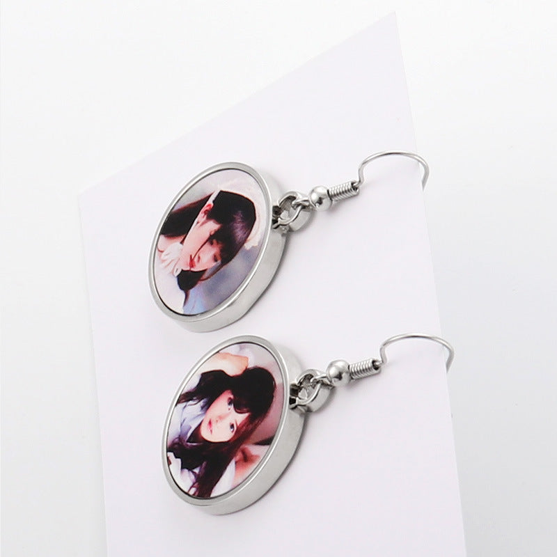 Heart-shaped Round Water Drop Triangle Square Blank Earrings
