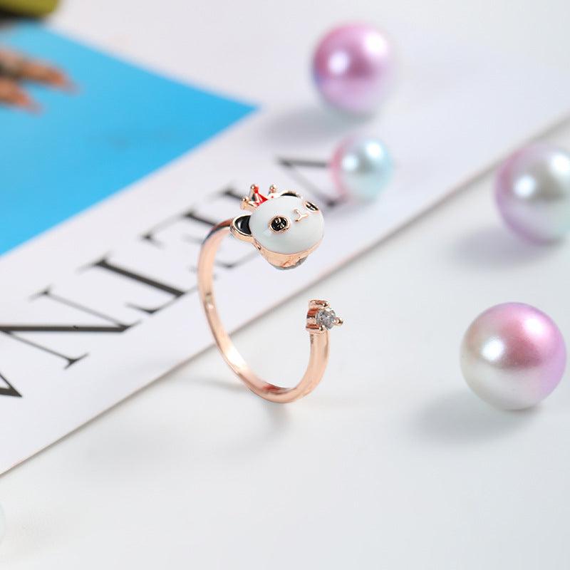 Panda Spinning Creative Opening Adjustable Index Finger Ring