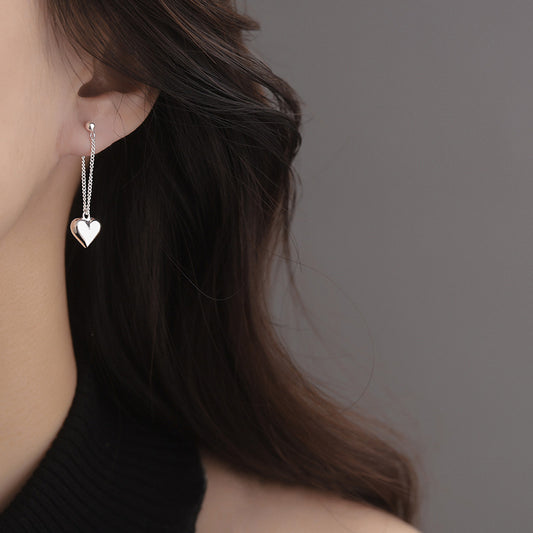 Women's Style Niche Design Sweet Tassel Love Heart Ear Line