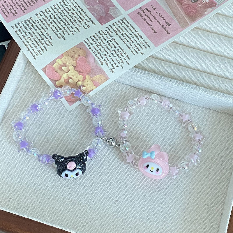 Cartoon Crystal String Beads Couple Magnetic For Boyfriend Girlfriends Bracelets