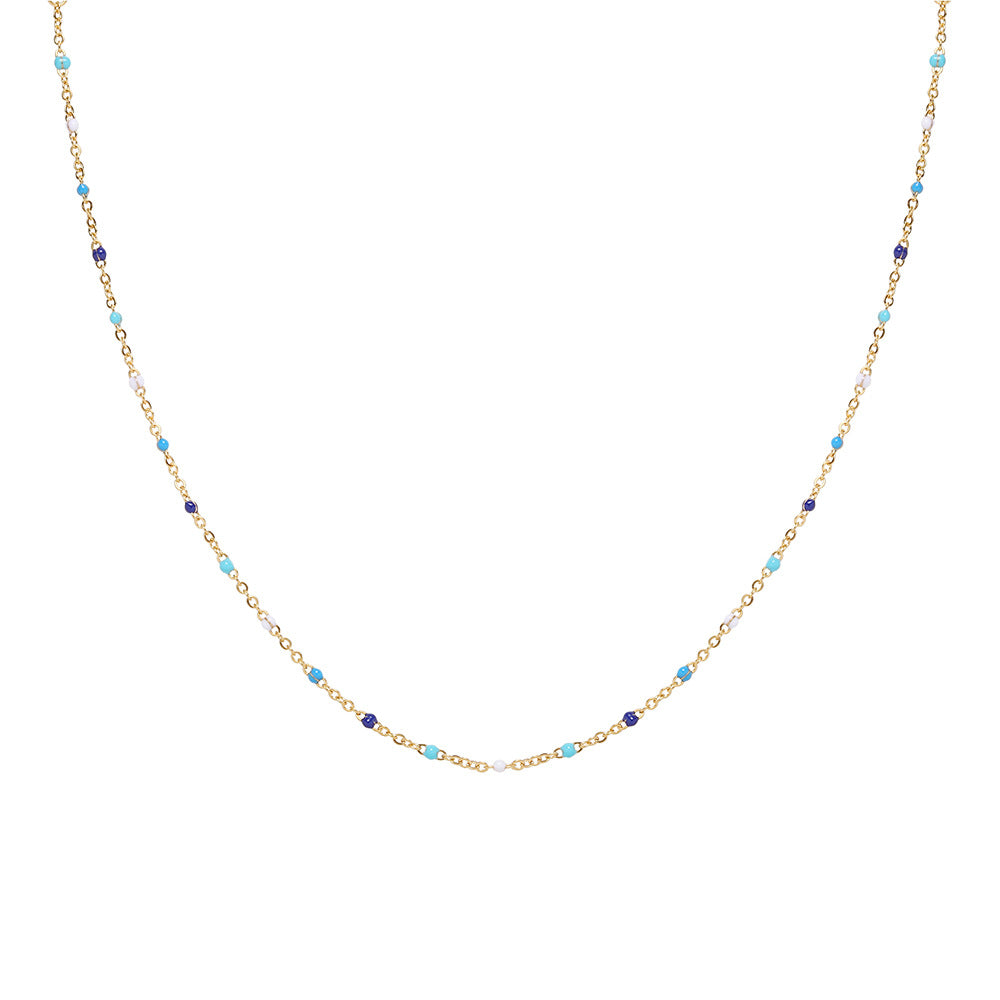 Dripping Oil Color Gradient Blue Summer Necklaces