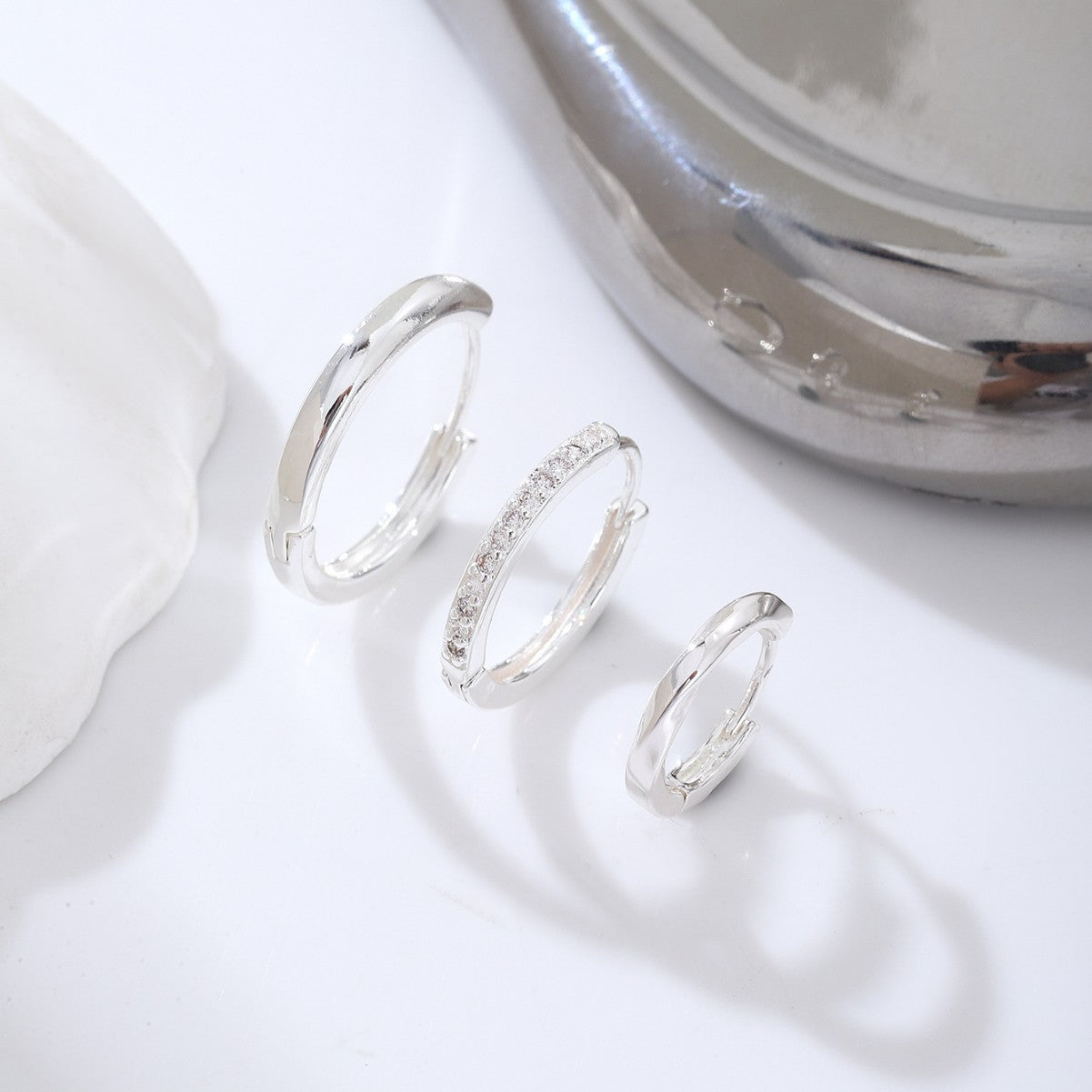 Women's Sier Clip Fashion Simple Inlaid Synthetic Rings