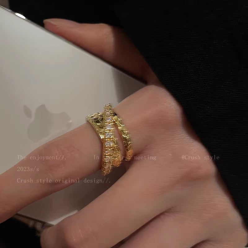 Zircon Simple Female Opening Adjustable Index Finger Light Luxury Rings