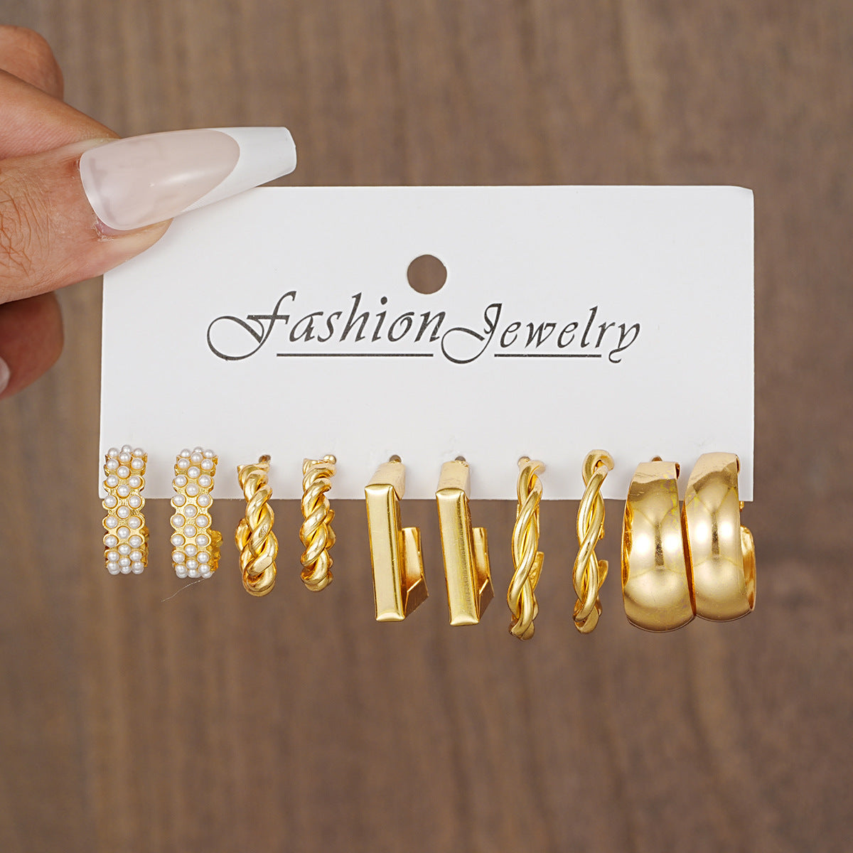 Retro Geometric Twist Metal Alloy Six Pairs Fashionable Earrings