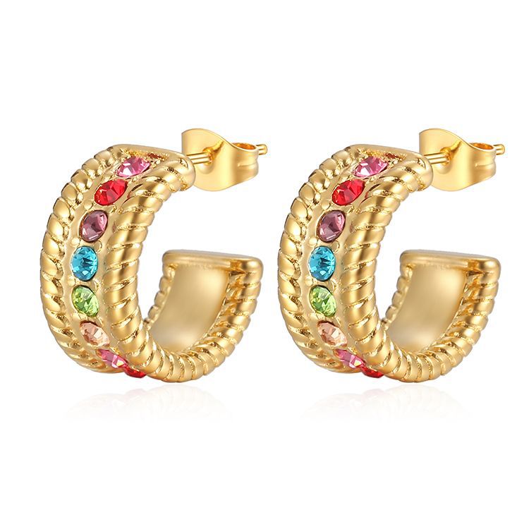 Women's Retro Stainless Steel Rhinestone Trendy Fashion Earrings