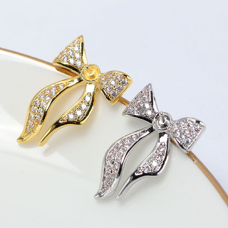 Zircon Sier Needle Pearl Eardrop Frame Simple Graceful Stud Earrings